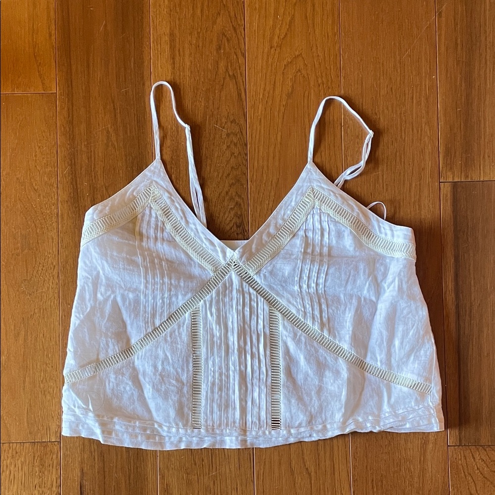 Zara White Linen Camisole Top
